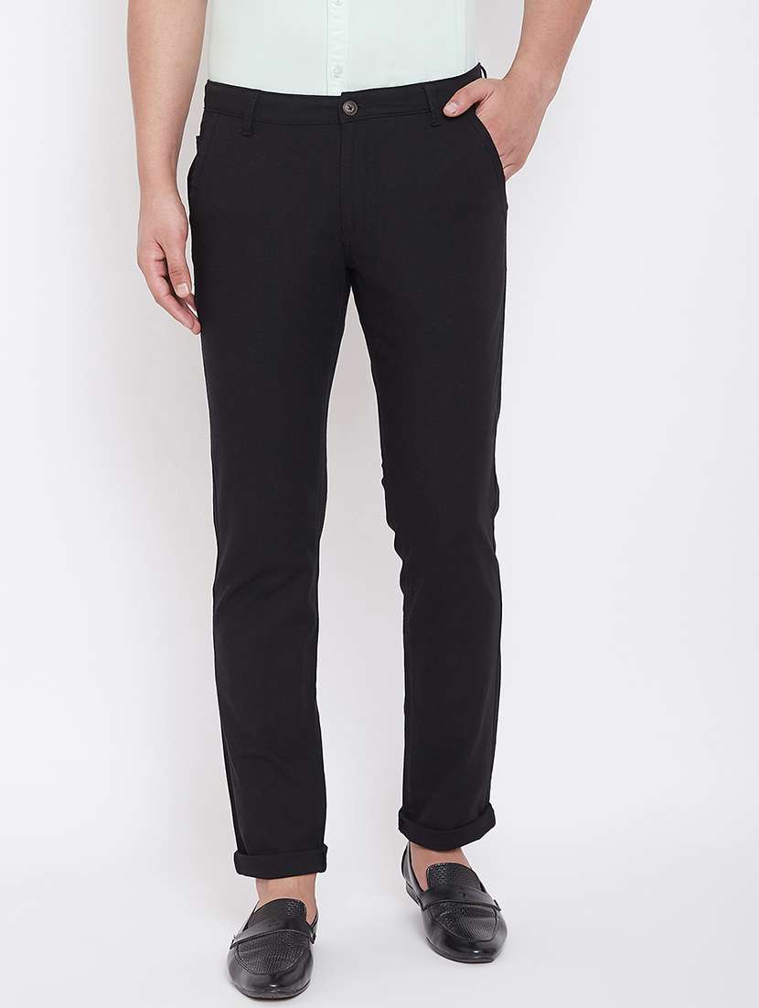 black solid linen chinos  - 17376228 -  Zoom Image - 0