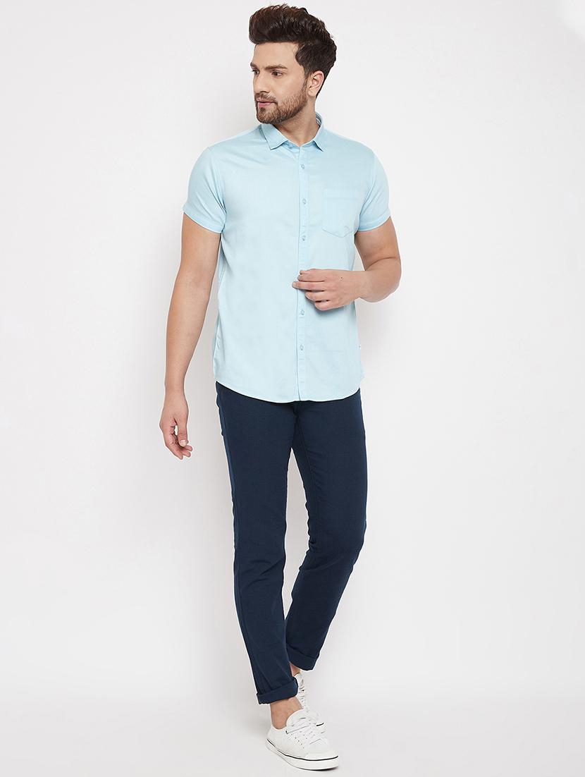light blue solid casual shirt - 17376242 - Standard Image - 3