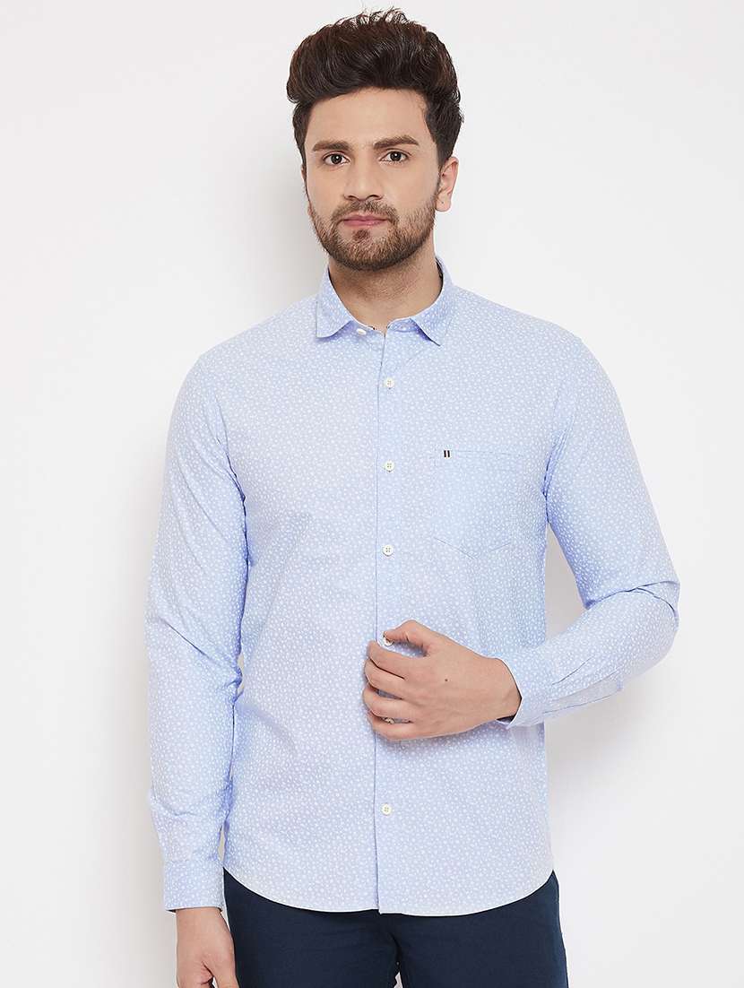 light blue printed casual shirt - 17376253 - Zoom Image - 0
