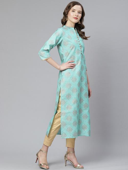 foil print straight kurta - 17376312 -  Standard Image - 0