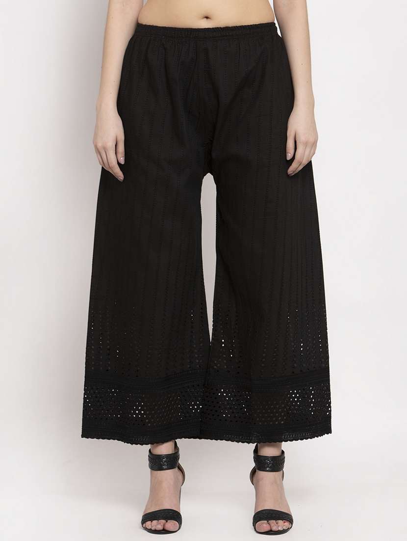 black viscose flared palazzo - 17376829 - Zoom Image - 0