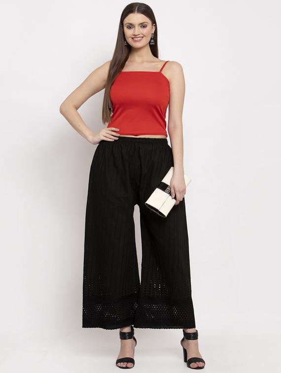 black viscose flared palazzo - 17376829 - Standard Image - 3