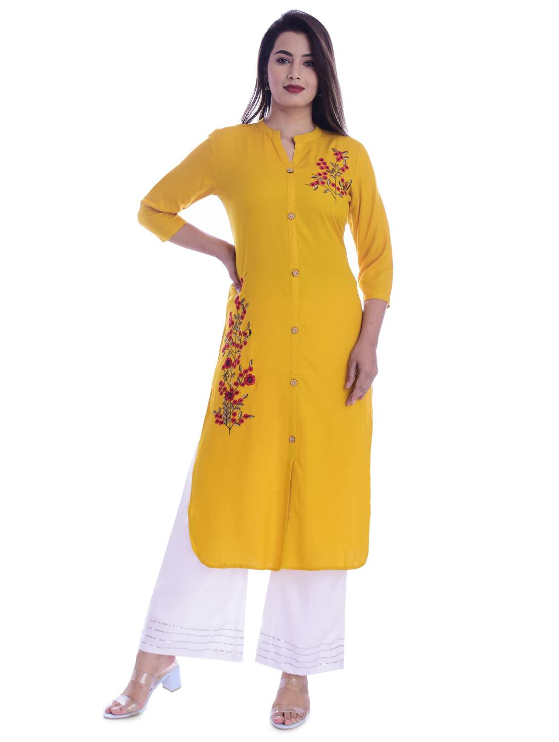 embroidered straight kurta - 17376917 -  Zoom Image - 0