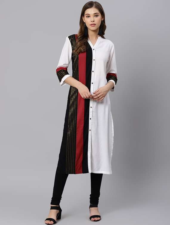 color block straight kurta