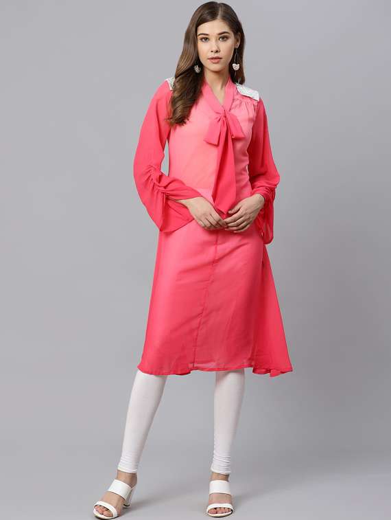 Sequined Patch A Line Kurta
