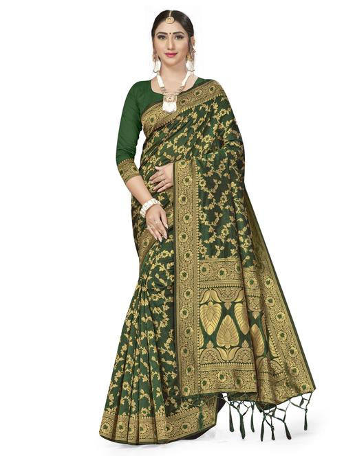 mehendi woven saree - 17379852 - Standard Image - 0