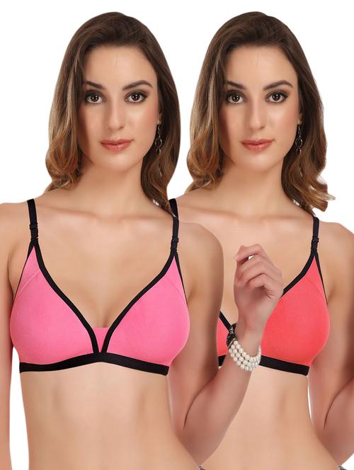 set of 2 detachable strap contrast piped bra - 17380304 - Standard Image - 0
