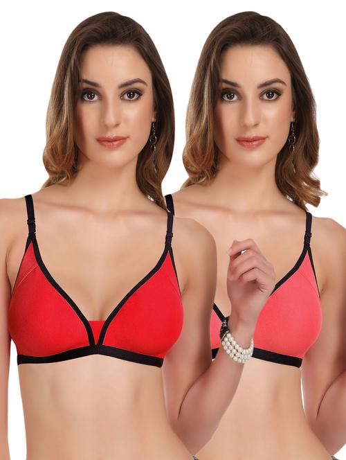 set of 2 detachable strap contrast piped bra - 17380305 - Standard Image - 0
