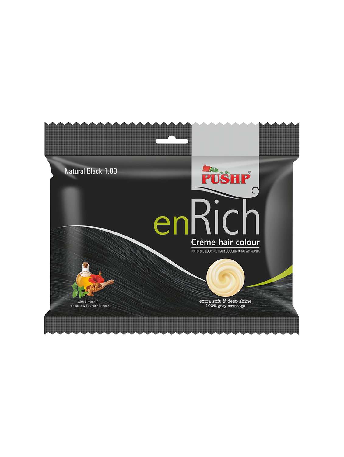 pushp enrich creme hair colour natural black (pack of 3)