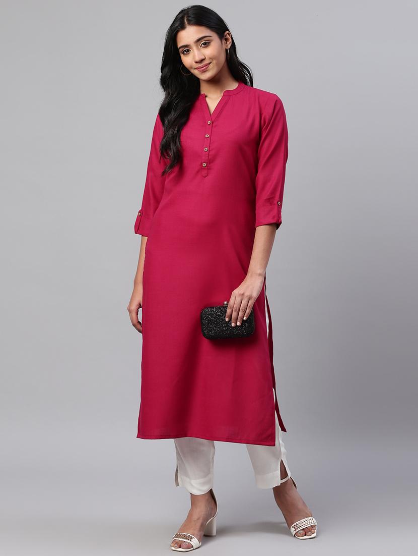 solid straight kurta - 17380760 - Zoom Image - 0