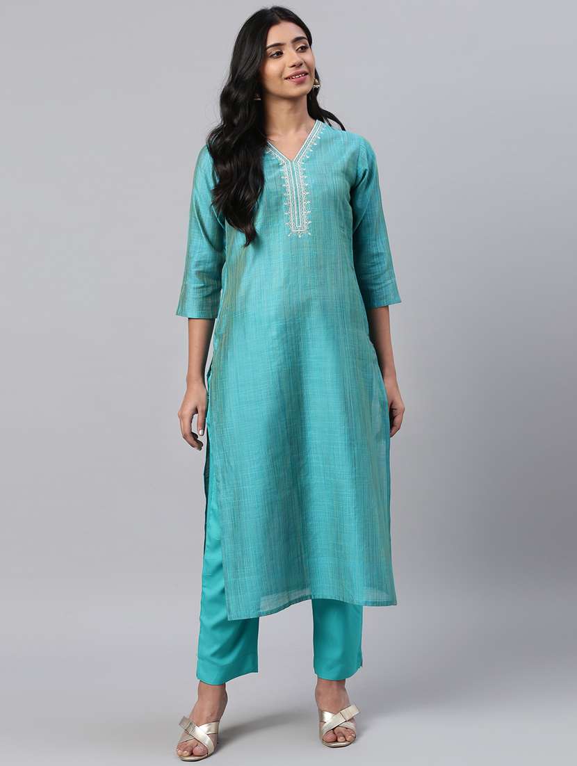 embroidered straight kurta - 17380763 -  Standard Image - 3