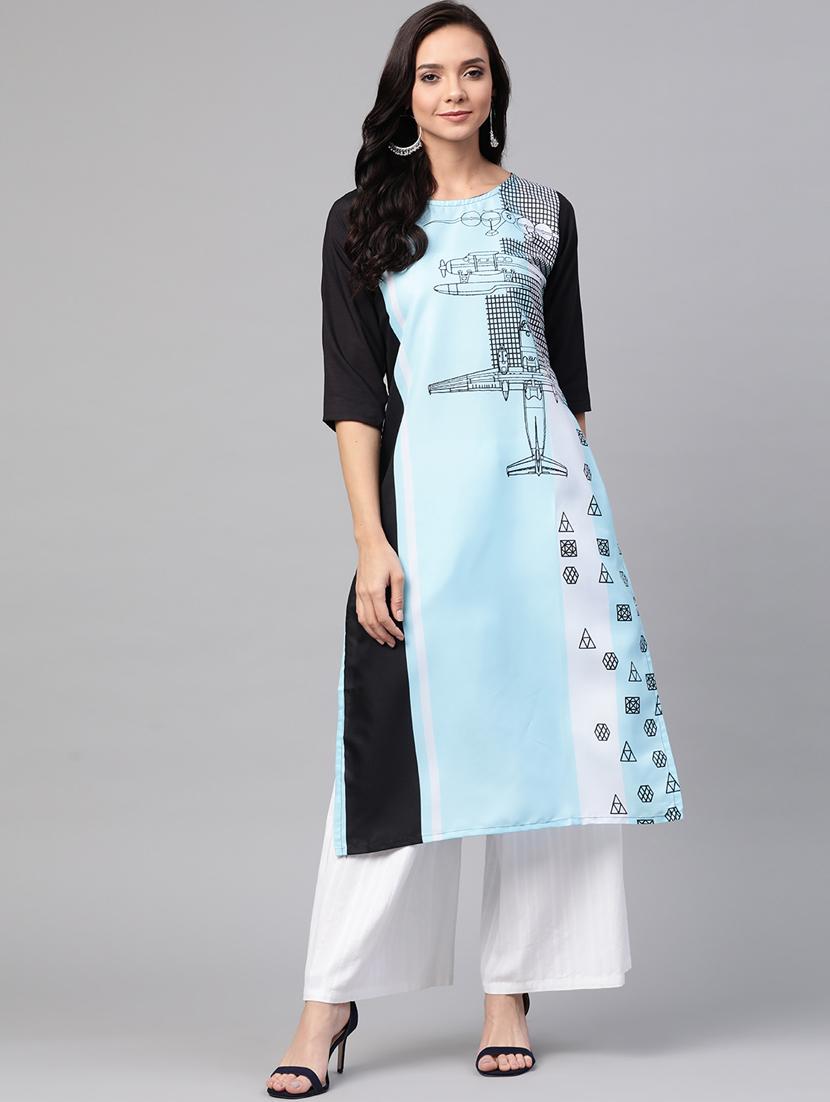 printed straight kurta - 17380767 - Standard Image - 3