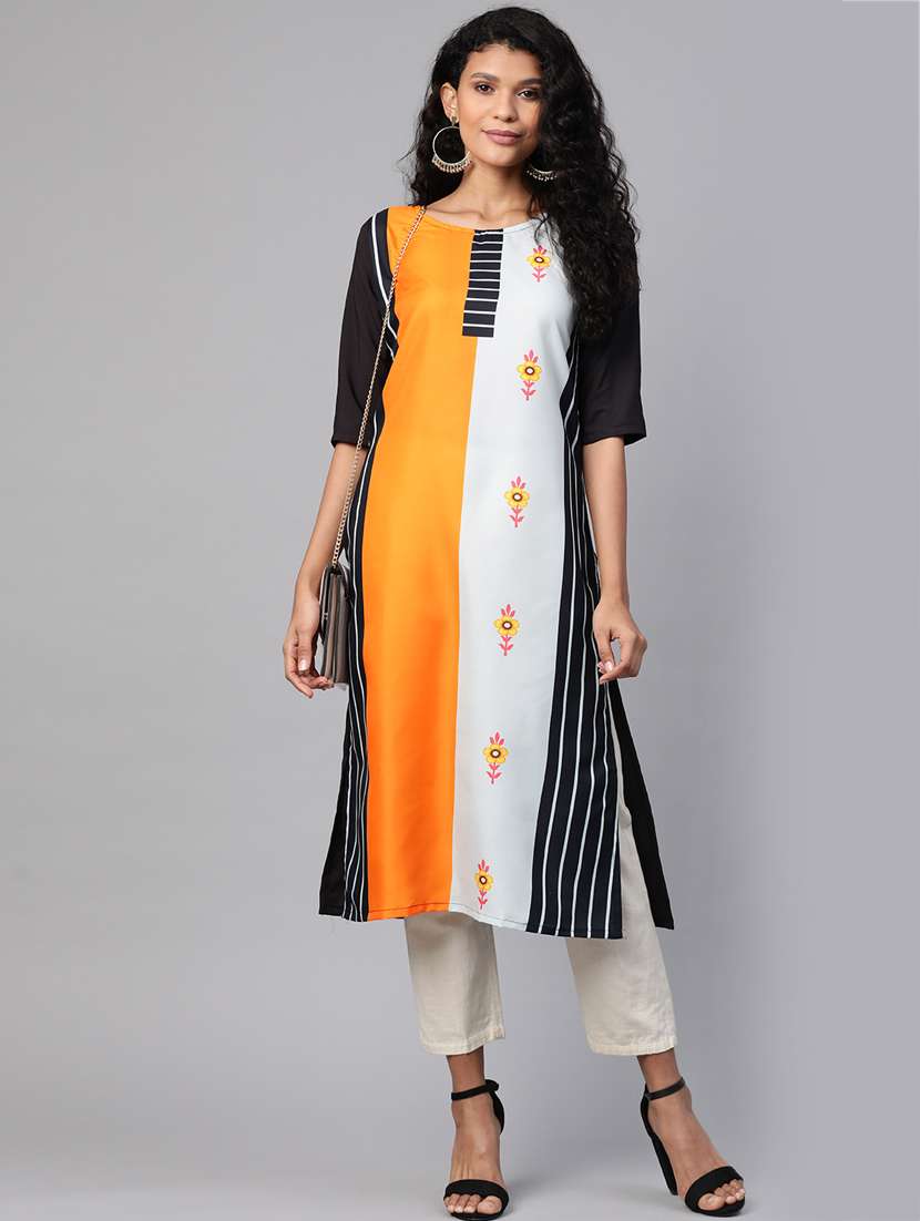 printed straight kurta - 17380773 -  Standard Image - 3