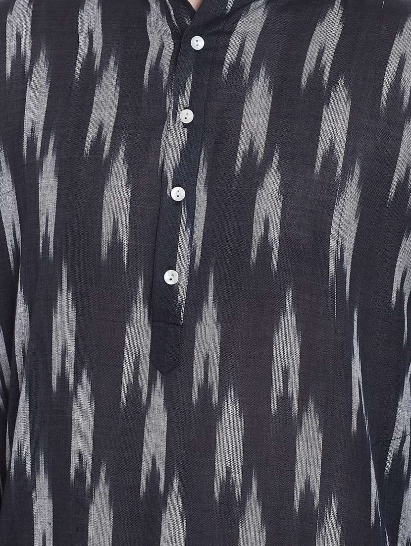 navy blue ikat print kurta pyjama set - 17380809 - Standard Image - 3
