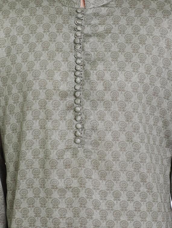 olive green woven kurta pyjama set - 17380810 - Standard Image - 3