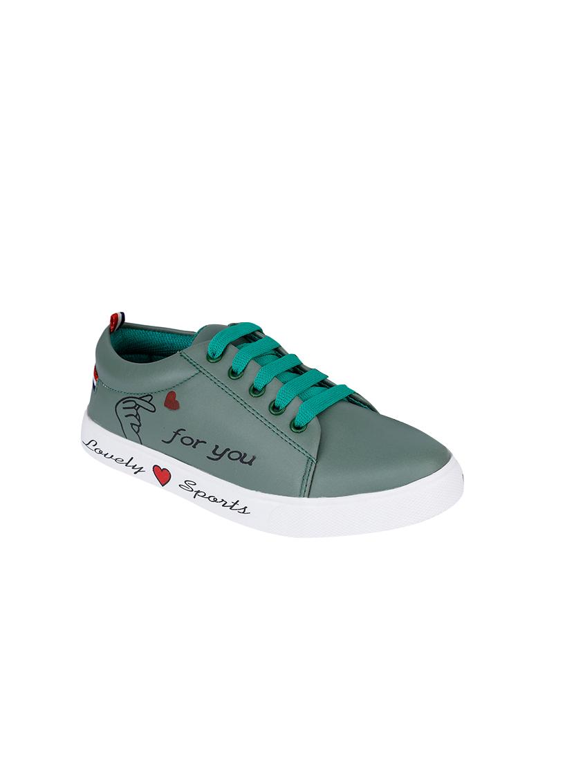 green synthetic laceup sneakers - 17381835 -  Zoom Image - 0