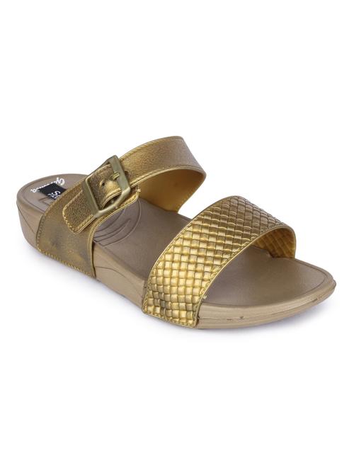 gold slip on sandals - 17381860 -  Standard Image - 0