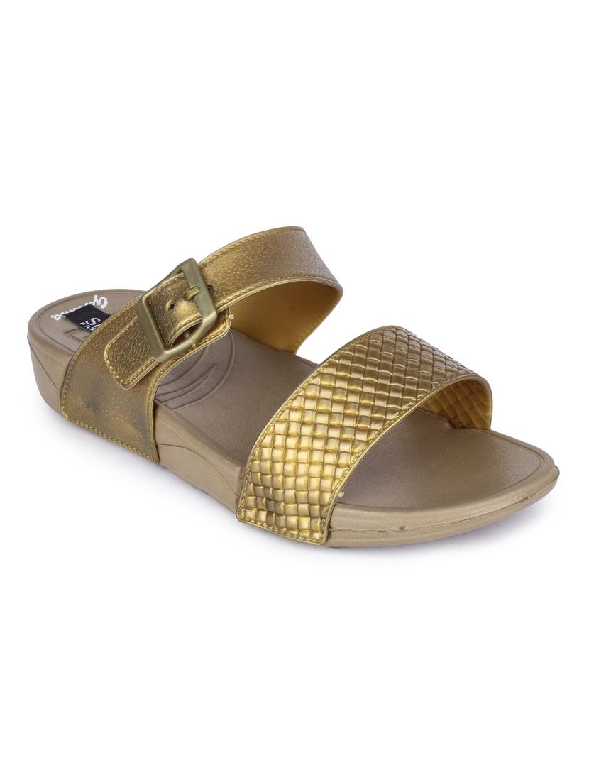 gold slip on sandals - 17381860 -  Zoom Image - 0