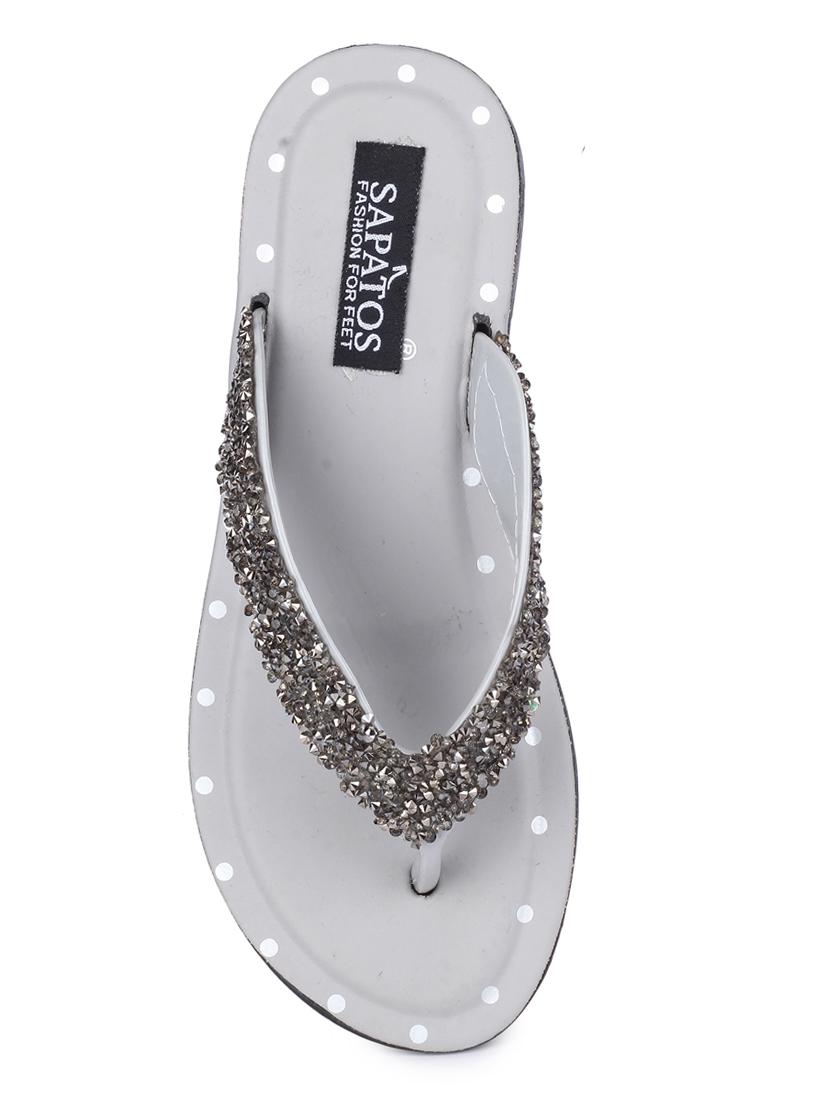 grey synthetic toe separator sandals - 17381913 - Standard Image - 3