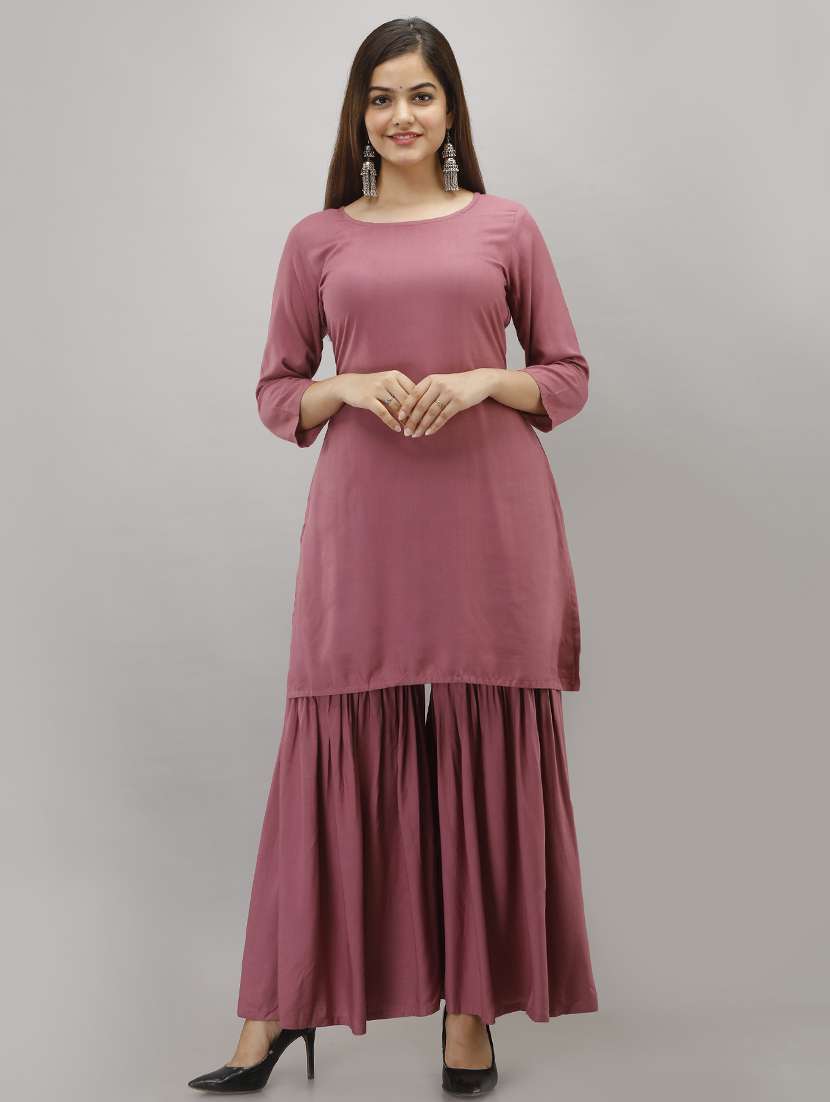 solid kurta sharara set