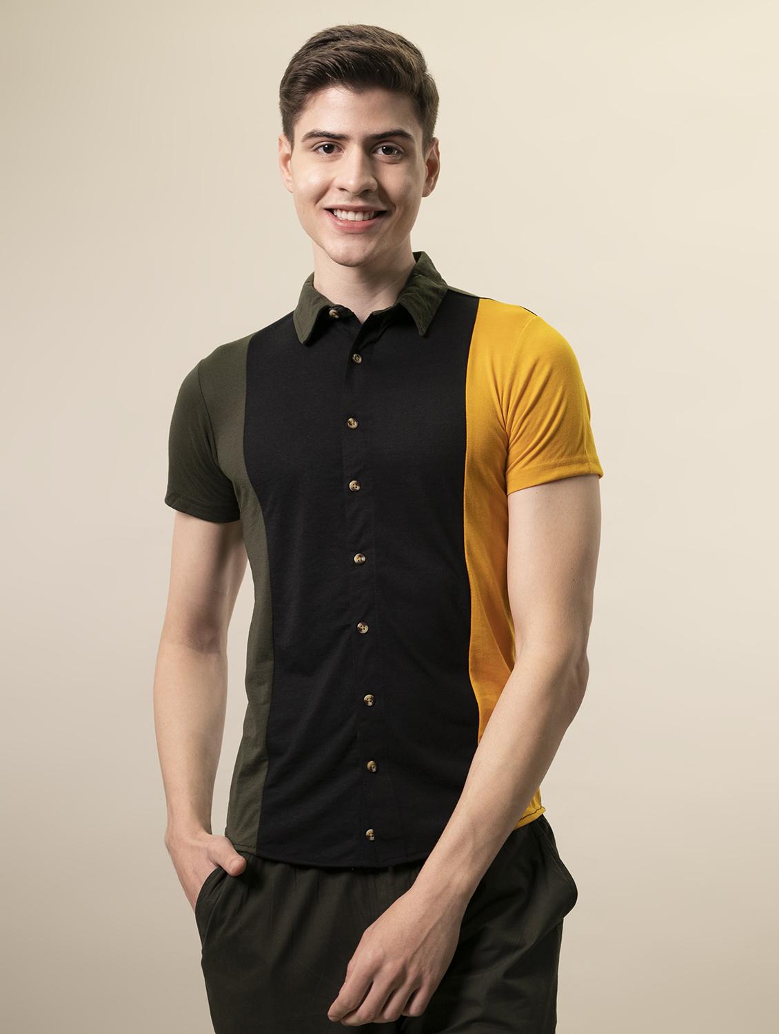 mens color block casual shirt - 17383245 - Zoom Image - 0