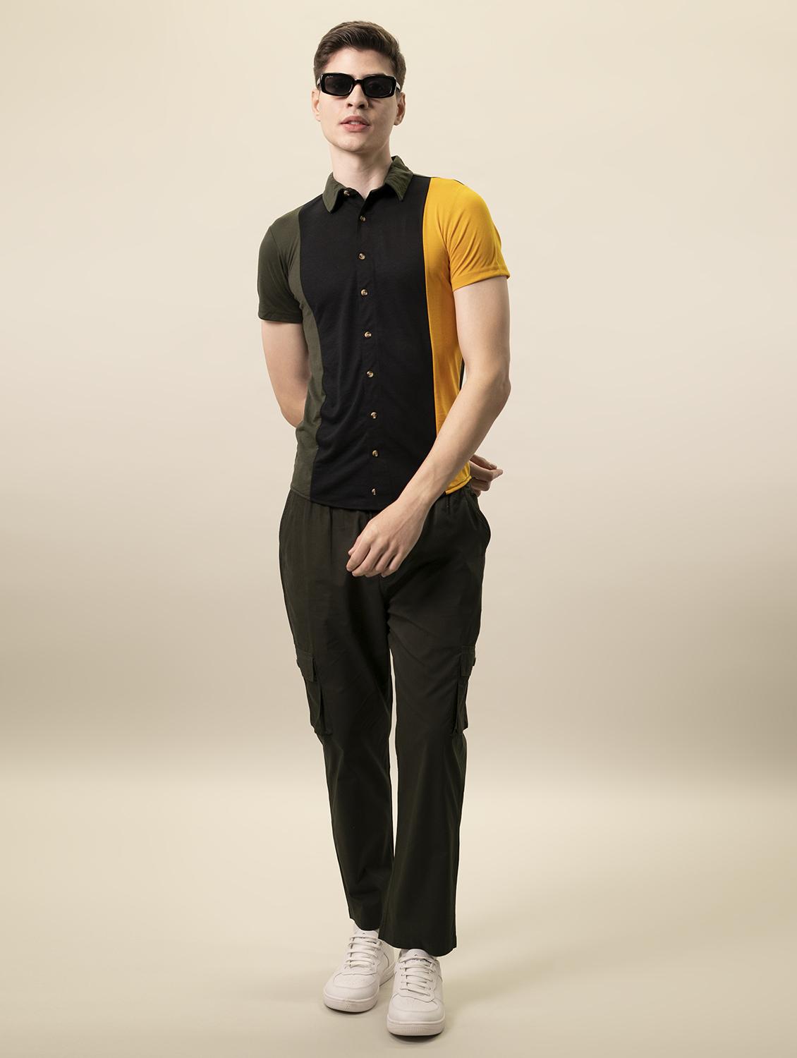 mens color block casual shirt - 17383245 - Standard Image - 3