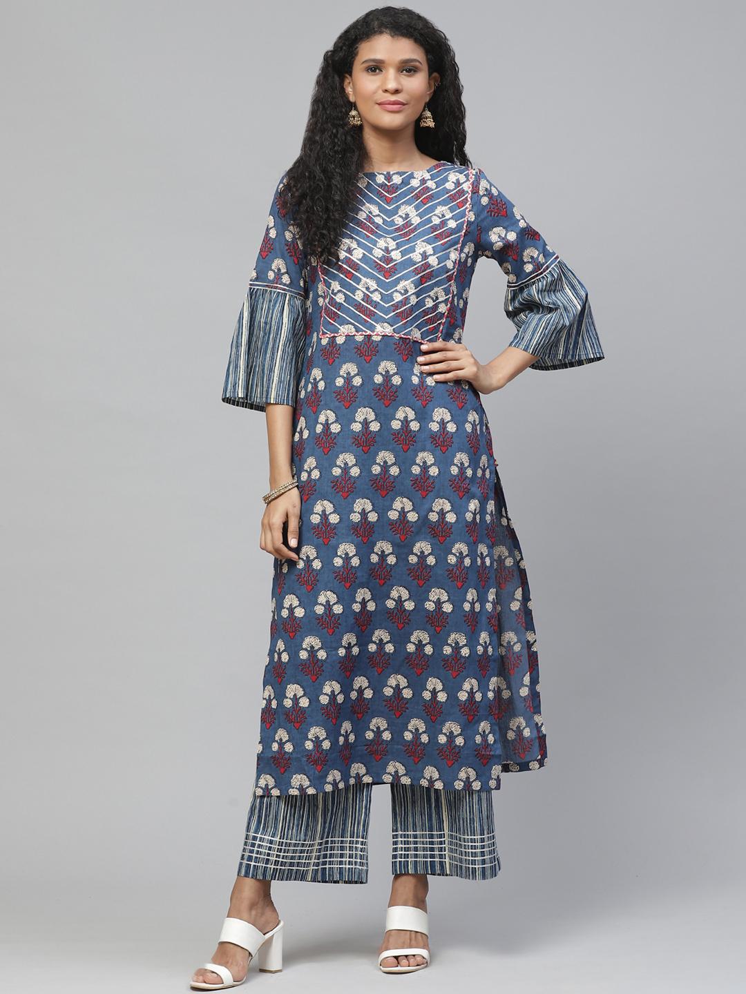 floral gota work kurta palazzo set - 17383383 -  Zoom Image - 0