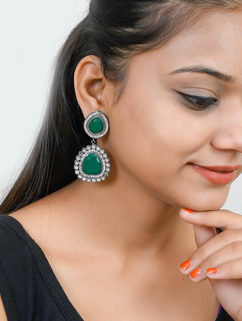 silver brass drop earring - 17388556 - Standard Image - 3