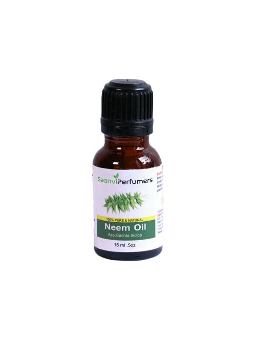 saanvi perfumers neem cold pressed carrier oil (15ml) pure & natural therapeutic grade oil for skin & hair - 17391728 - Standard Image - 0