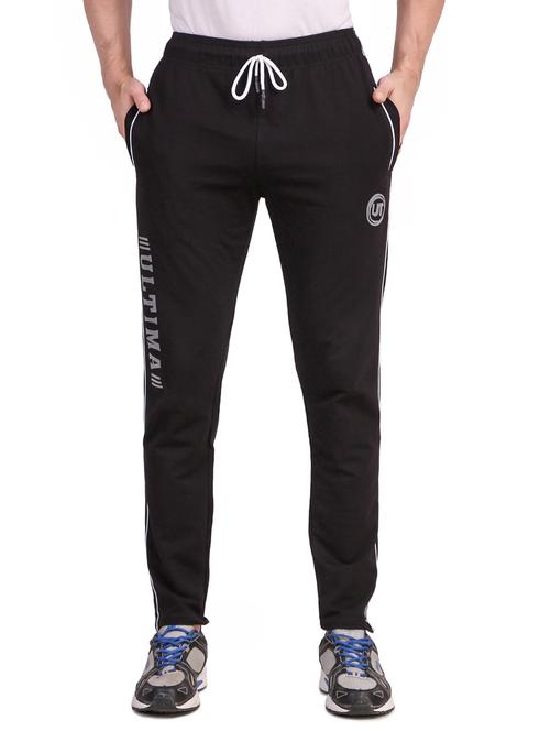 black printed full length track pant - 17392126 -  Standard Image - 0