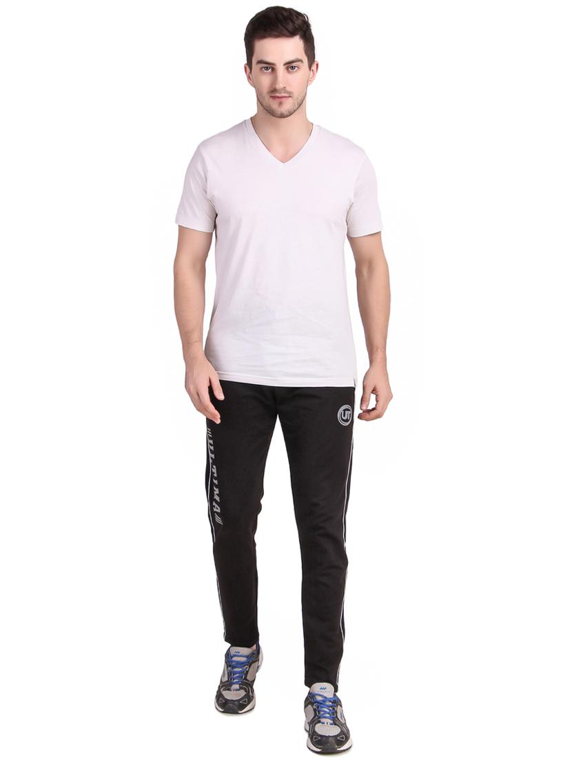 black printed full length track pant - 17392126 - Standard Image - 3