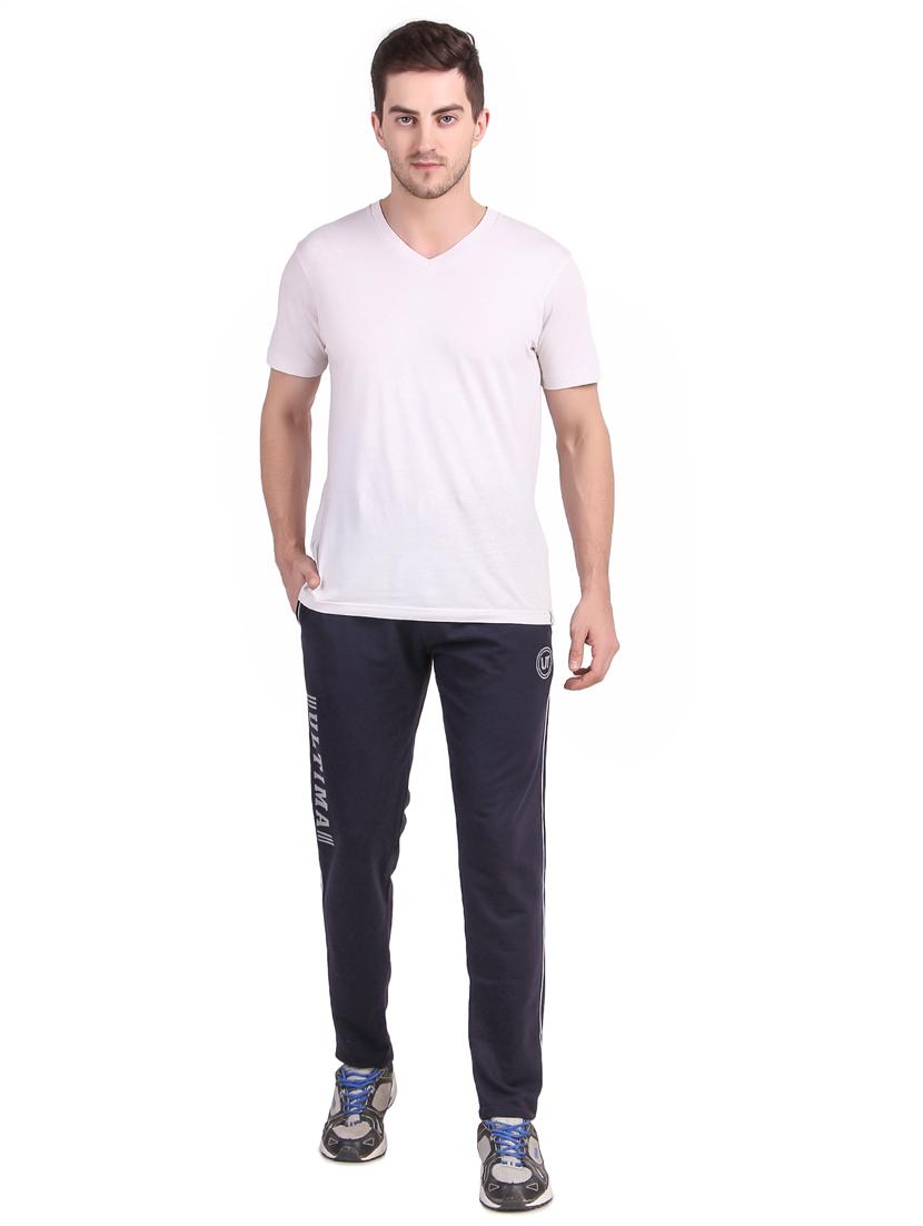 navy blue printed full length track pant - 17392128 - Standard Image - 3