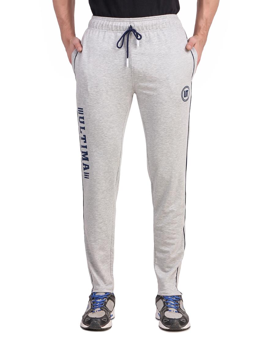 grey printed full length track pant