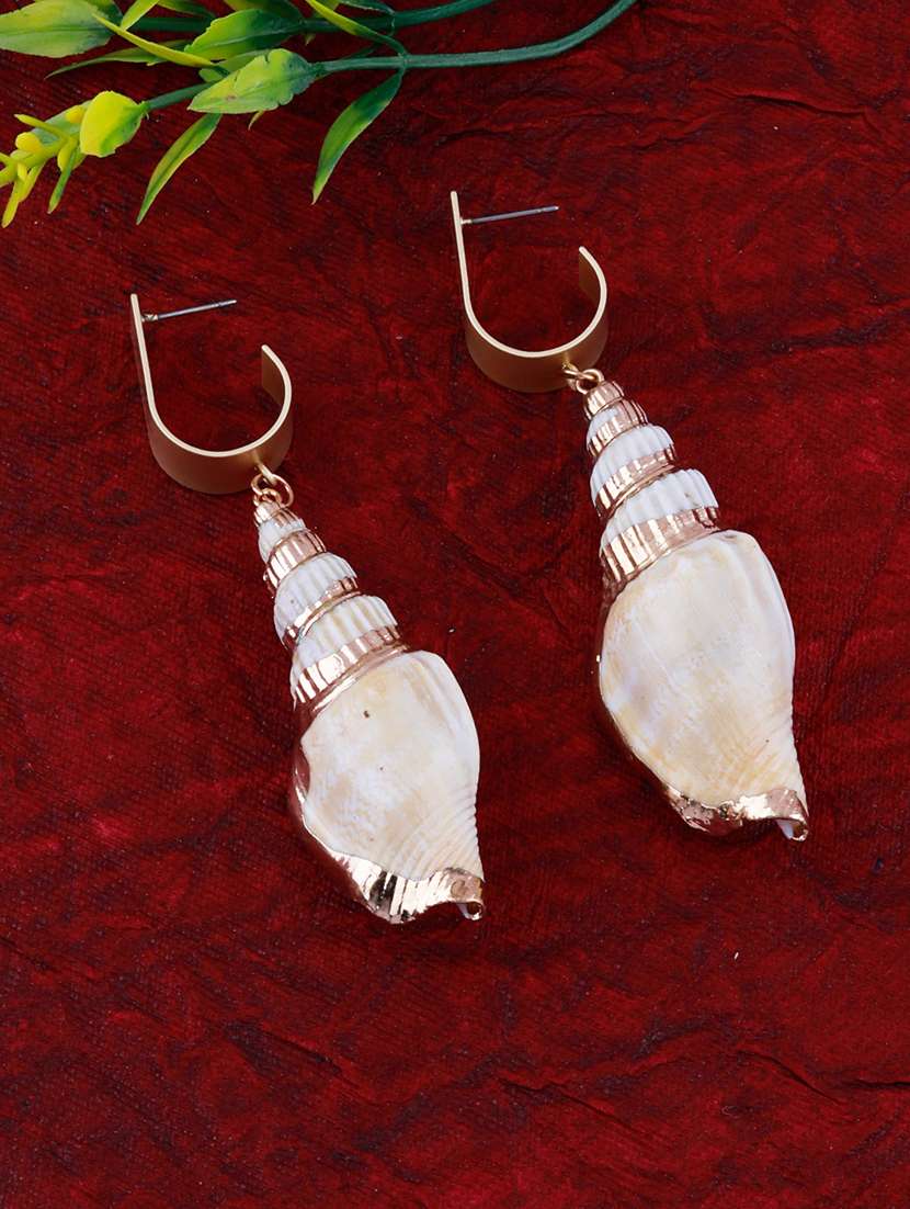 gold metal drop earring - 17393829 - Zoom Image - 0