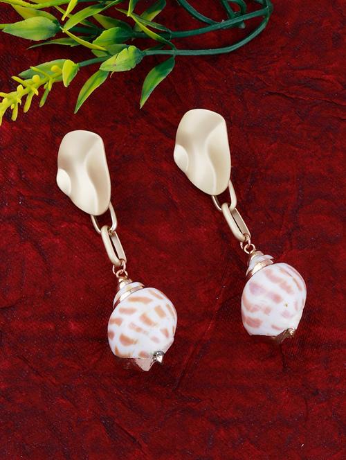 gold metal drop earring - 17393831 - Standard Image - 0