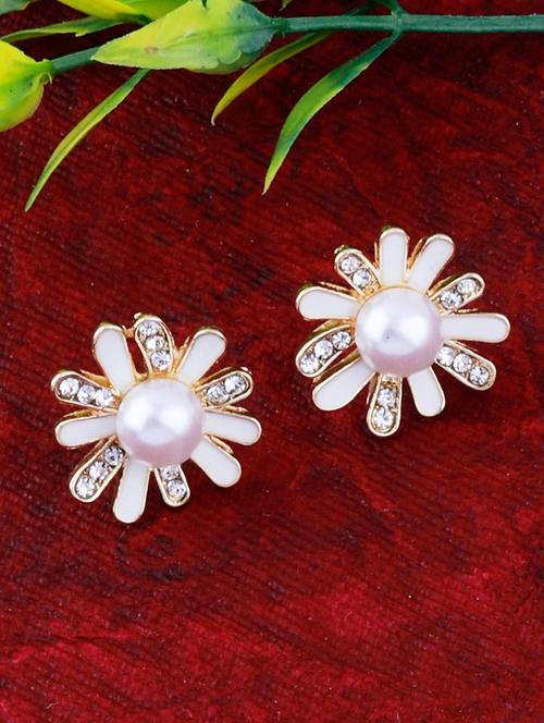white metal studs earring - 17393869 - Standard Image - 0