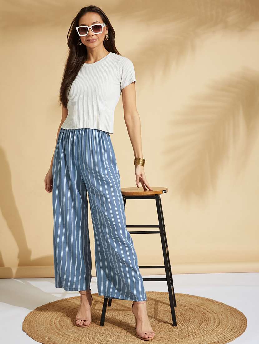 High Rise Striped Palazzo 