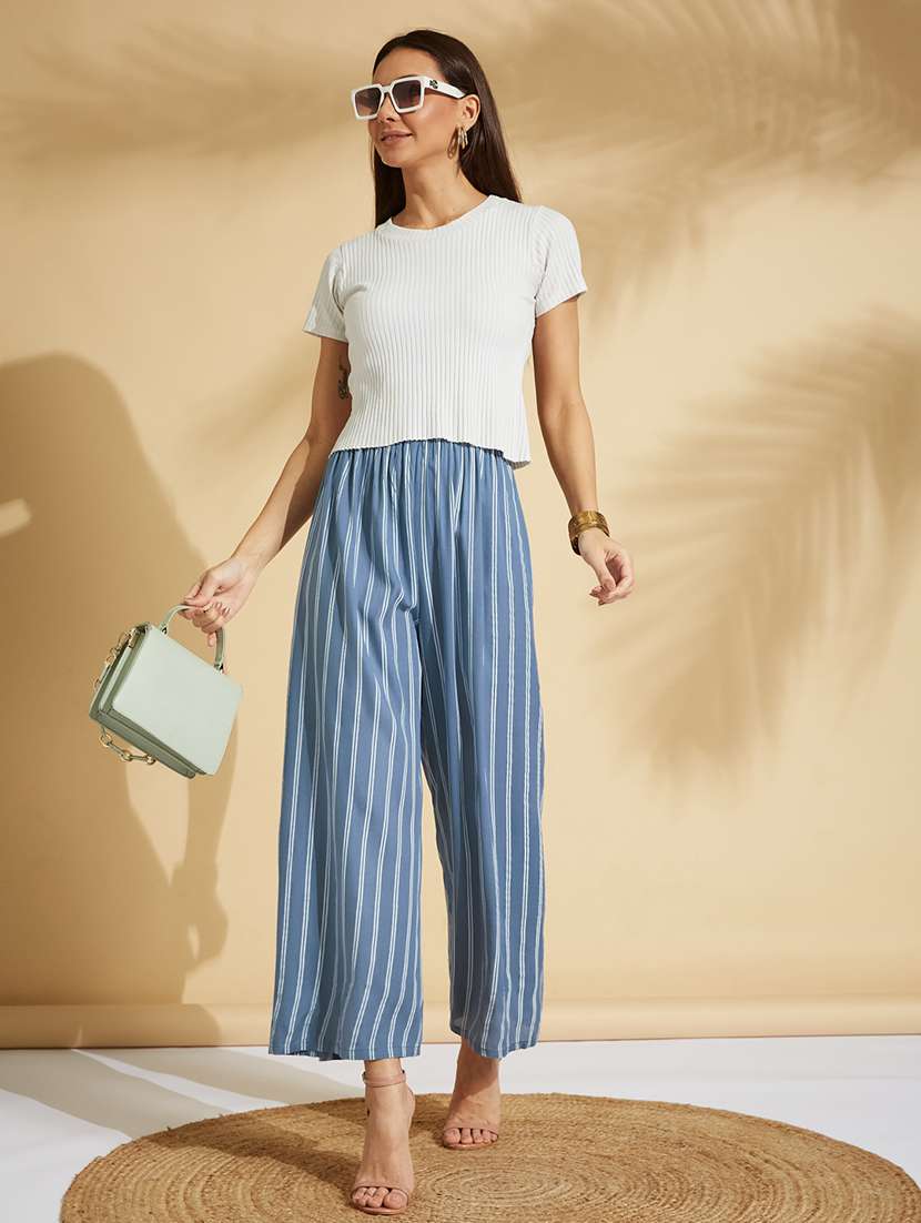 High Rise Striped Palazzo 