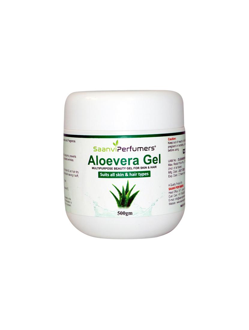 saanvi perfumers pure & natural aloe vera gel 500g (paraben free) for acne, scars, glowing, skin & moisturizes hair - 17394061 -  Zoom Image - 0