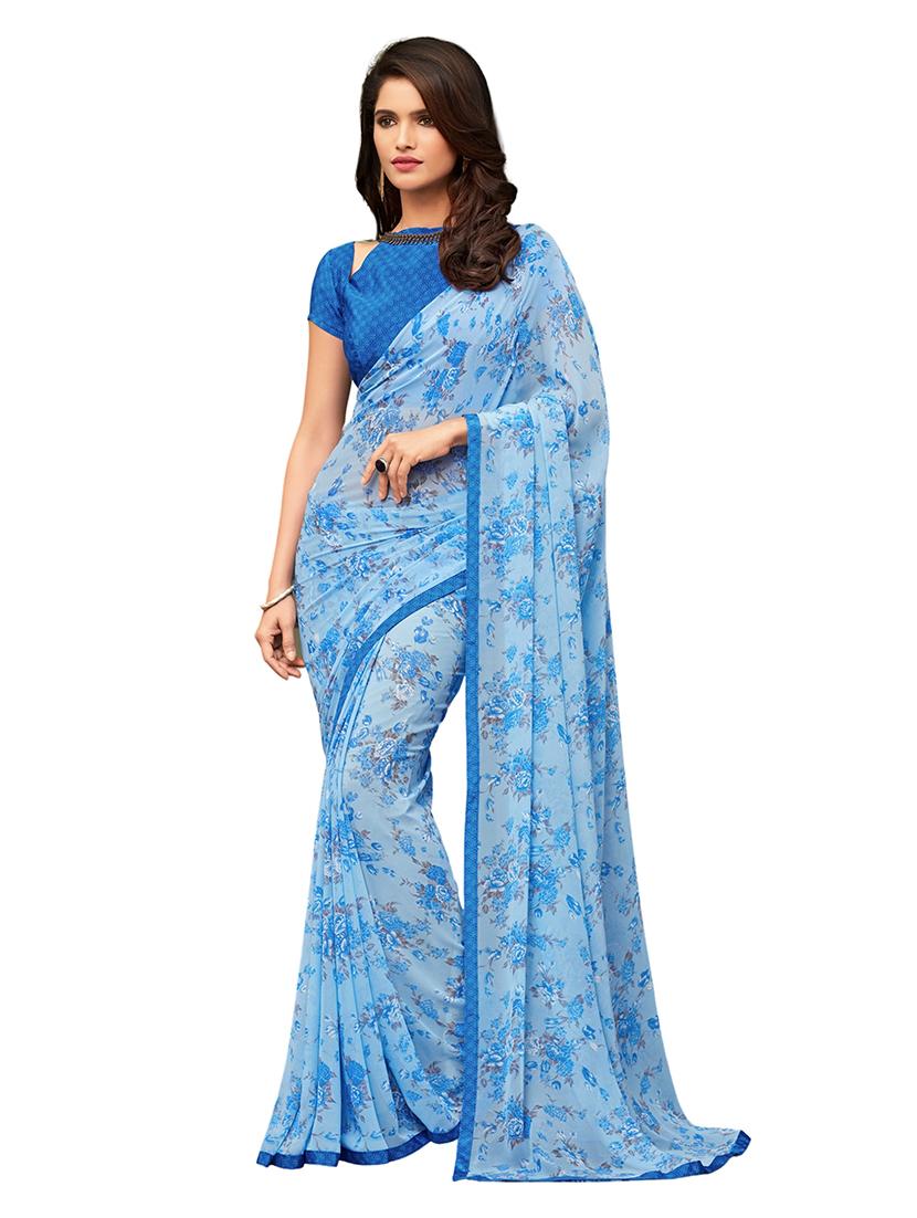 floral printed saree with blouse - 17394400 - Zoom Image - 0