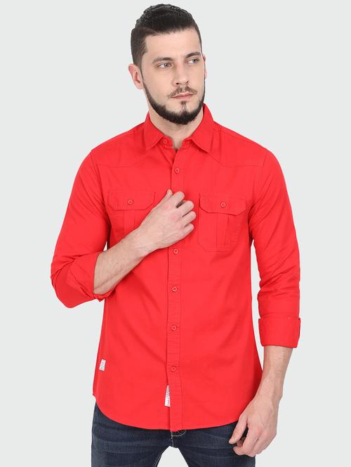 red solid casual shirt - 17395849 - Standard Image - 0