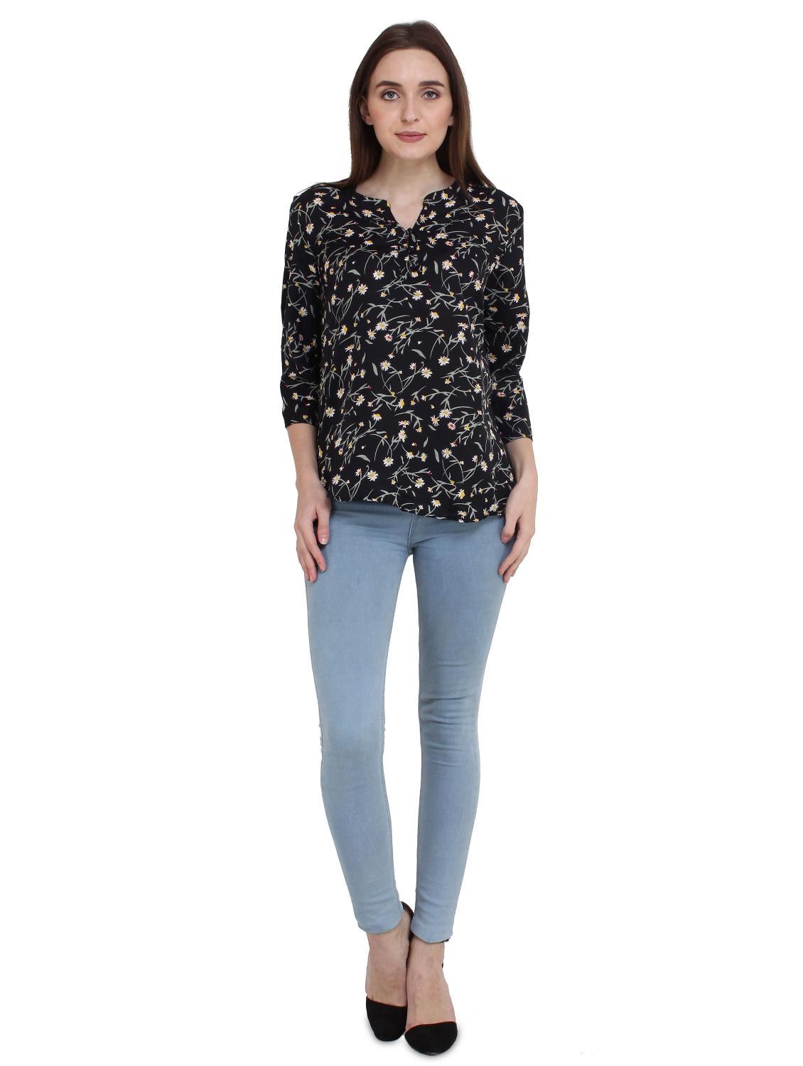mandarin neck floral top - 17395992 - Standard Image - 3