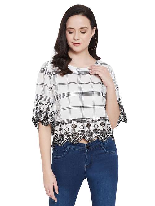 women's crop round neck top - 17396558 -  Standard Image - 0