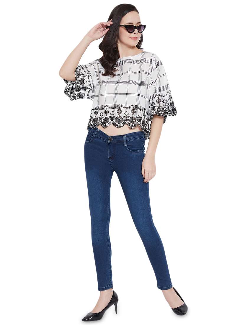 women's crop round neck top - 17396558 -  Standard Image - 3