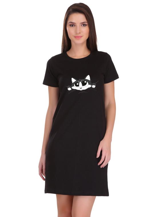 round neck printed t-shirt dress - 17397303 - Zoom Image - 0