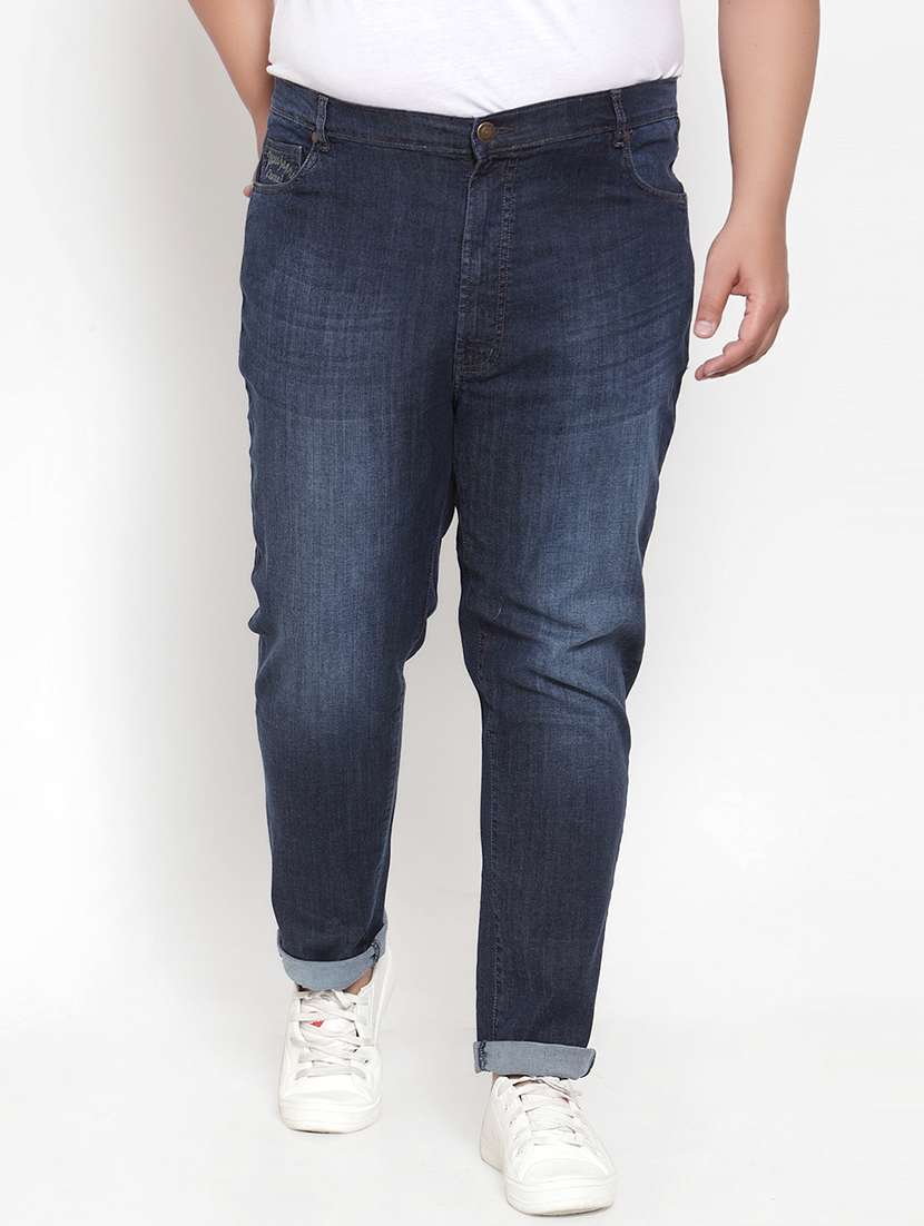 mens plus size slim fit plain jeans