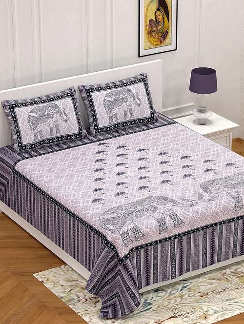  cotton jaipuri print king size bedsheet with 2 pillow covers - 17397754 -  Standard Image - 0