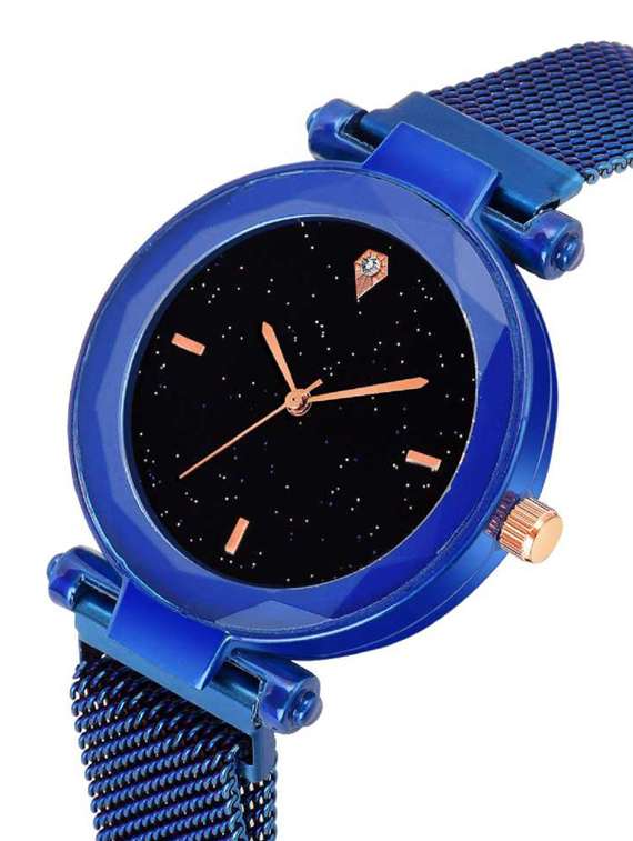 hrv laxurius looking black dial magnet belt girl and women watch magnet belt analog analog watch - 17400111 -  Standard Image - 3