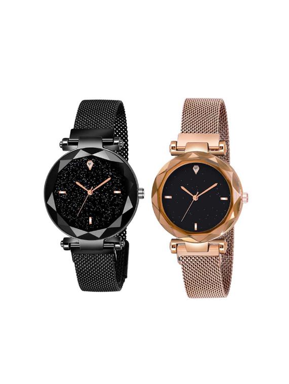 hrv laxurius looking black dial magnet belt girl and women watch magnet belt analog analog watch - 17400112 -  Zoom Image - 0