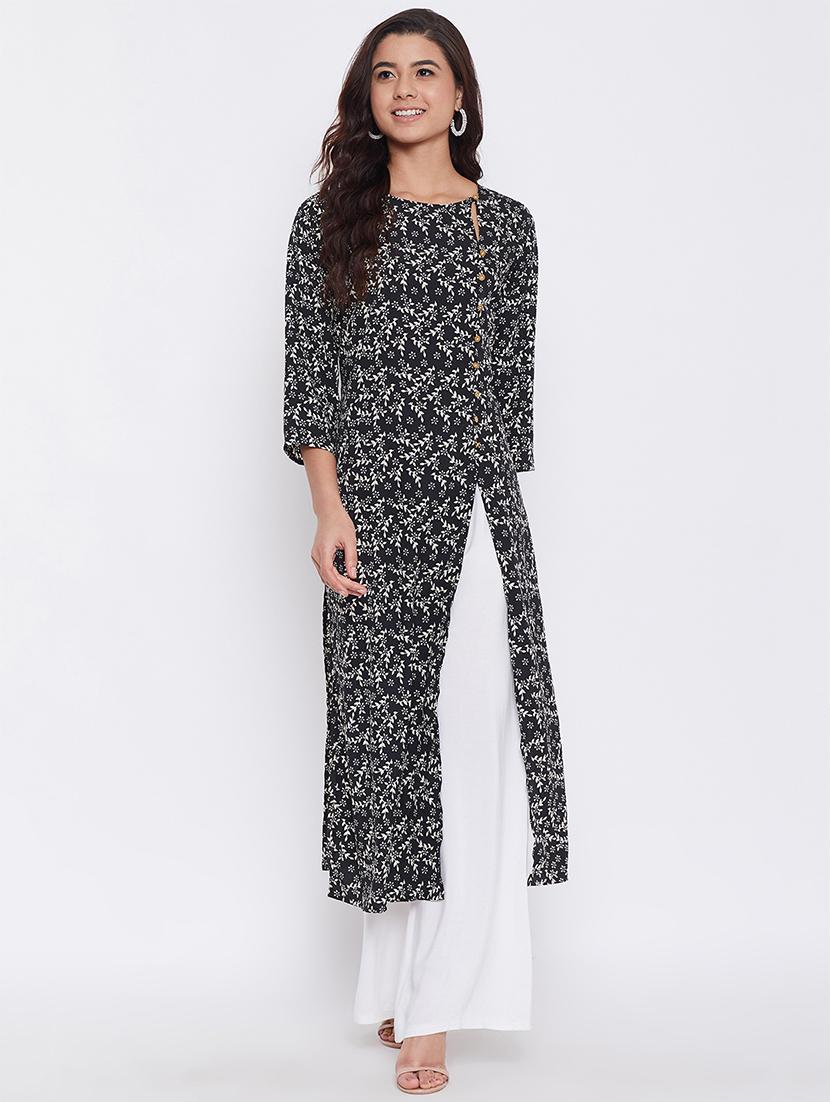 floral print high slit kurta - 17401783 - Zoom Image - 0
